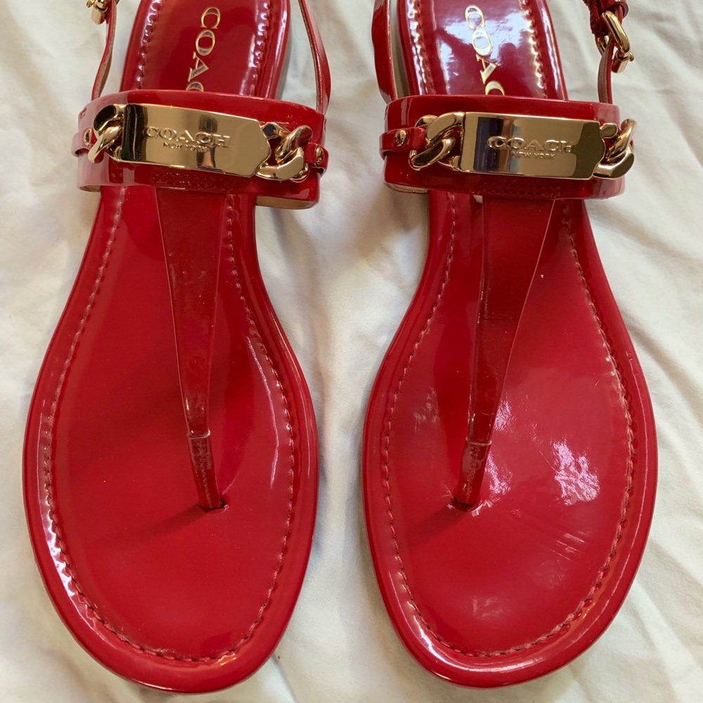 EUC Coach red patent leather sandals 8.5